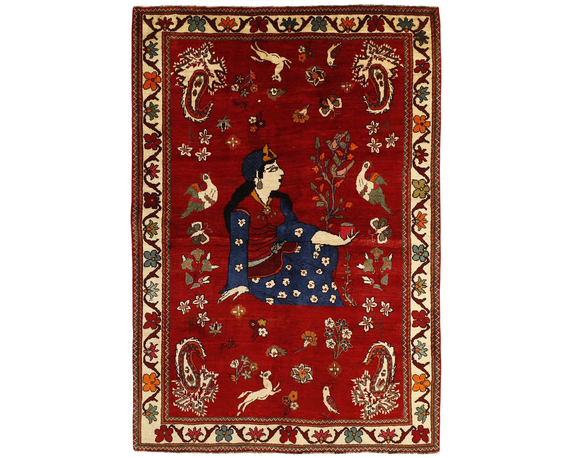 Old Figural Kashghai orientalisk matta 180 x 263 cm