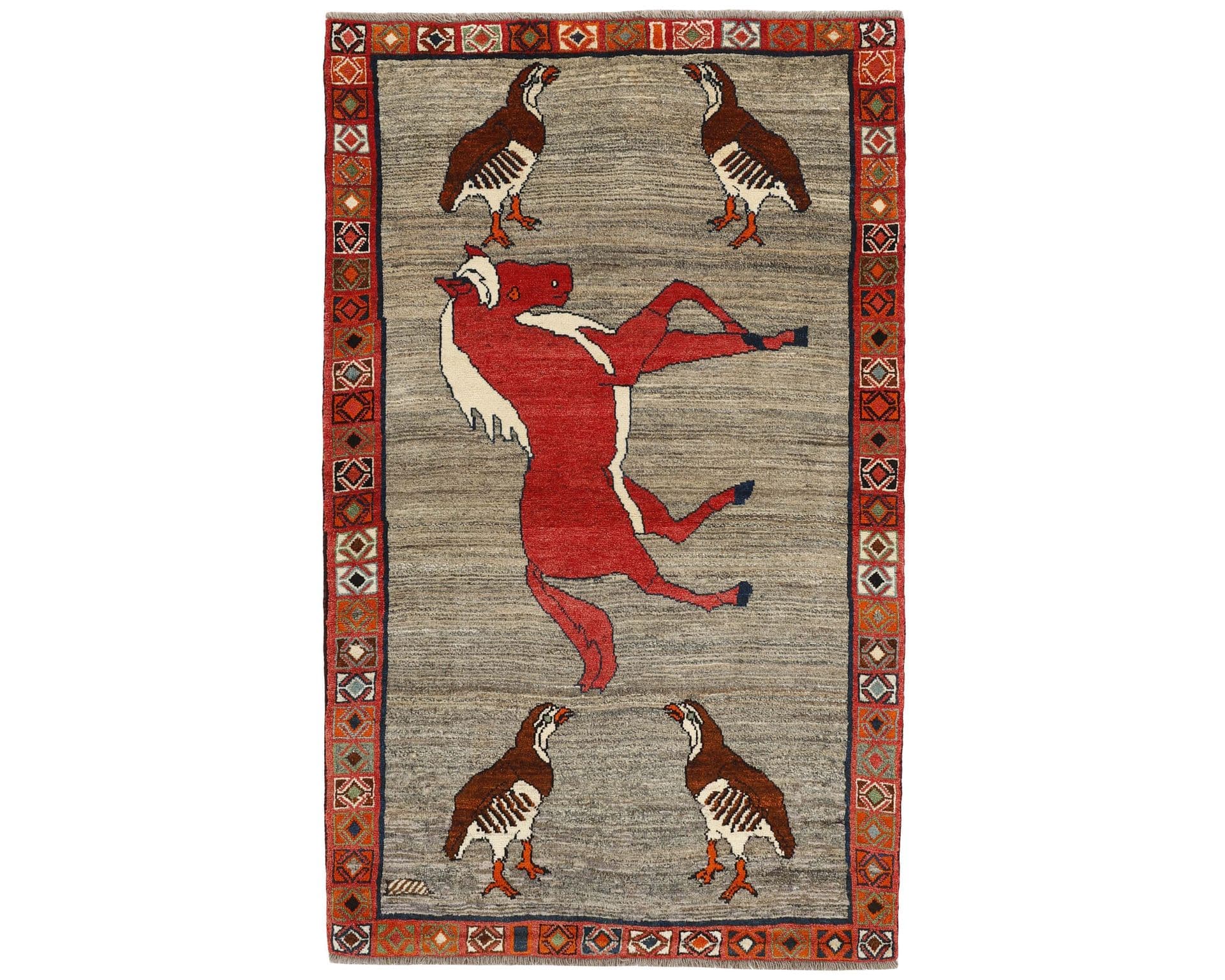 Old Figural Kashghai orientalisk matta 138 x 227 cm