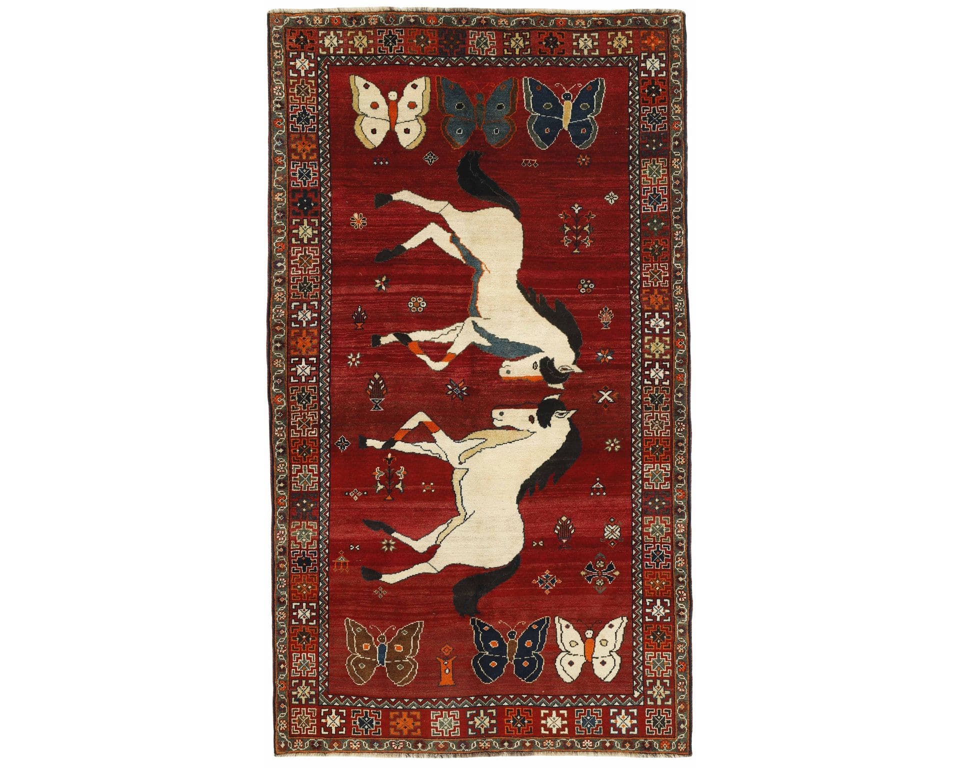Old Figural Kashghai orientalisk matta 162 x 286 cm