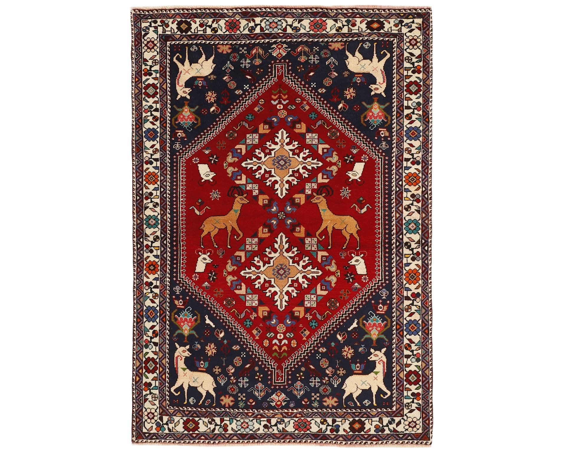 Old Figural Kashghai orientalisk matta 130 x 189 cm