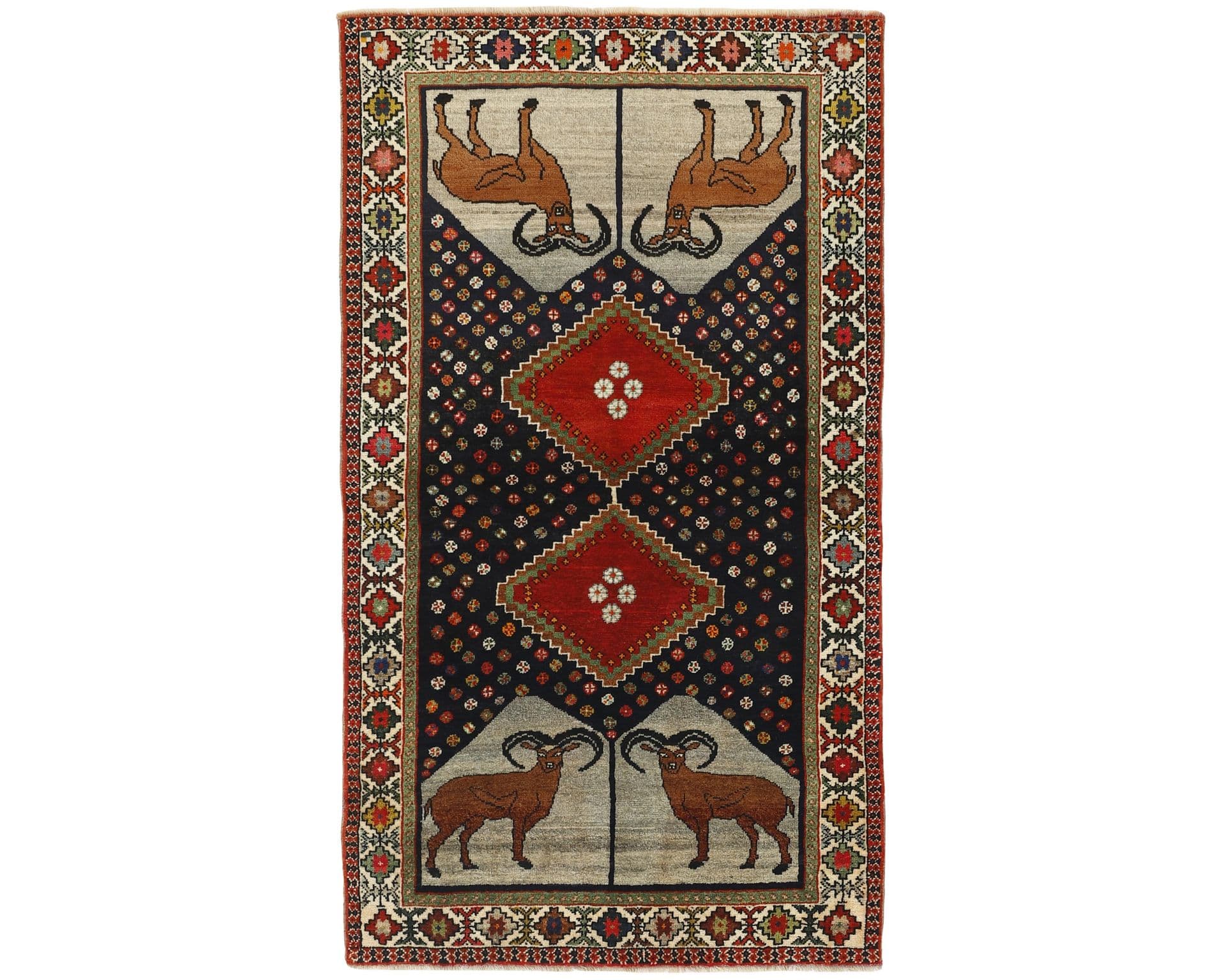 Old Figural Kashghai orientalisk matta 113 x 208 cm
