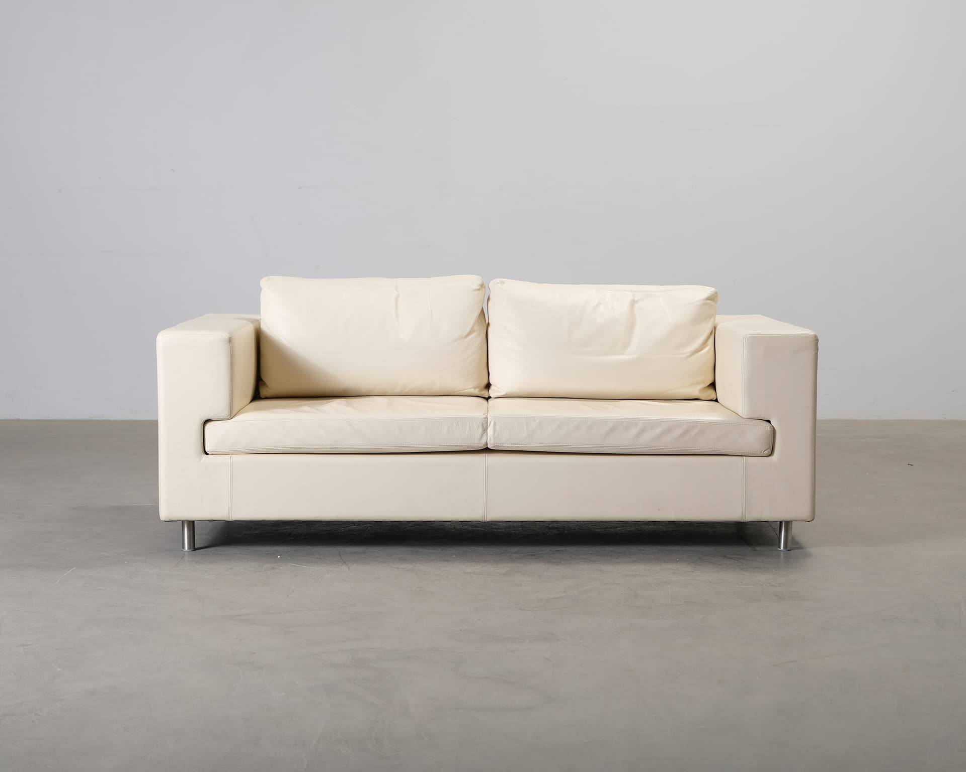 2-sits lädersoffa naturvit