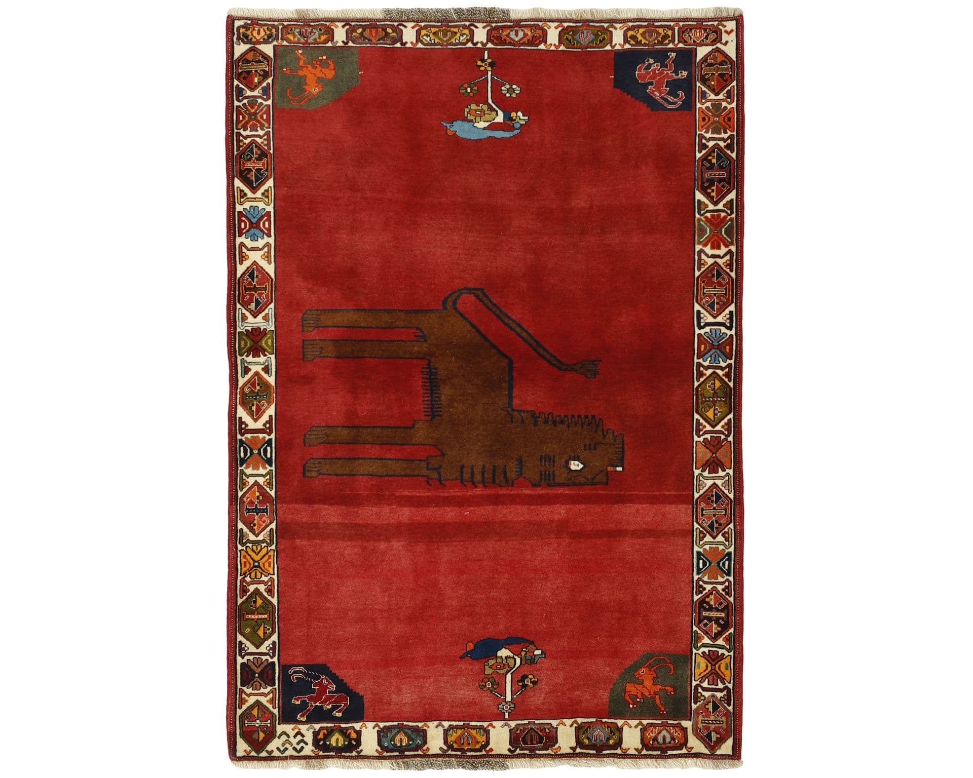 Old Figural Kashghai orientalisk matta 129 x 189 cm