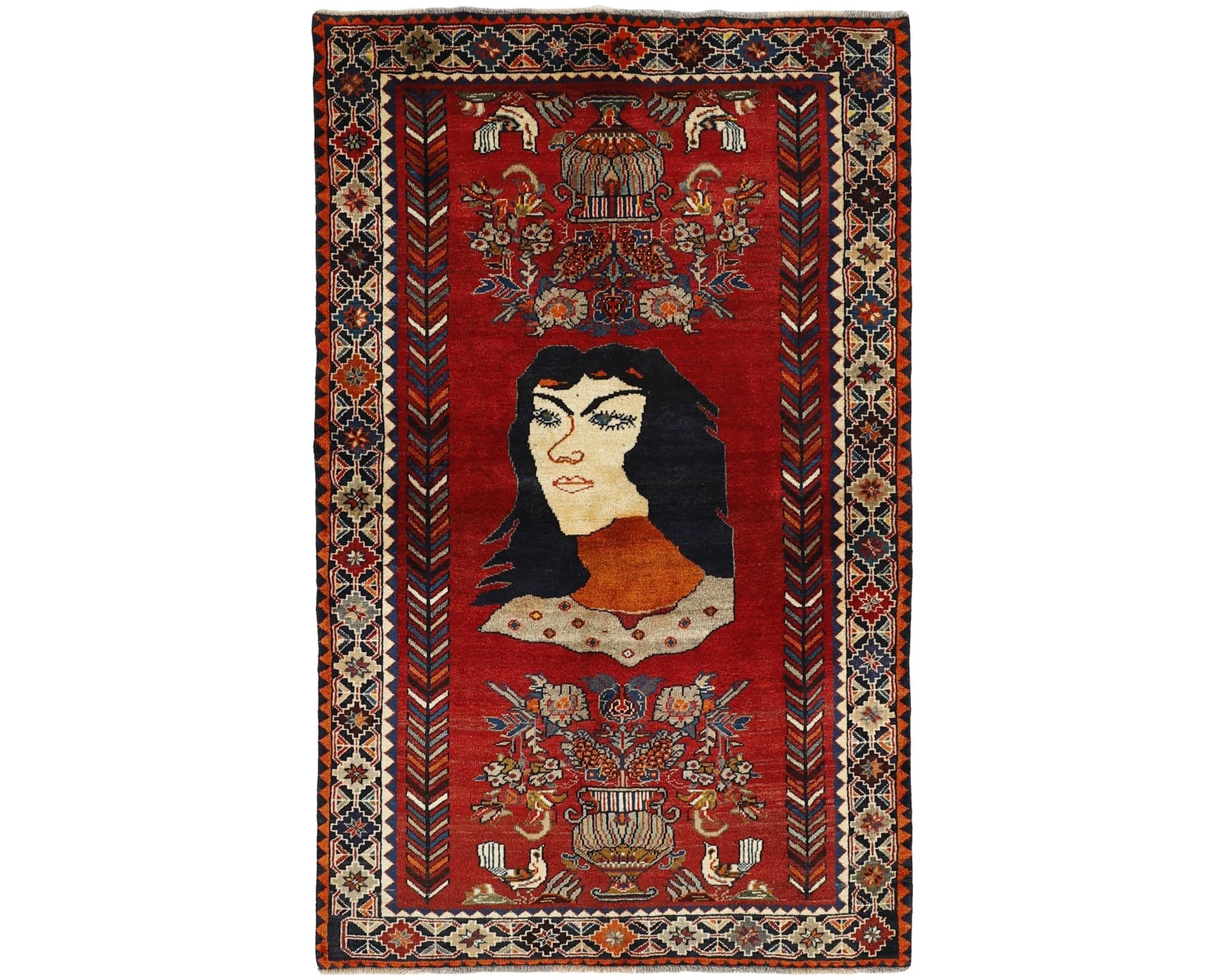 Old Figural Kashghai orientalisk matta 128 x 207 cm