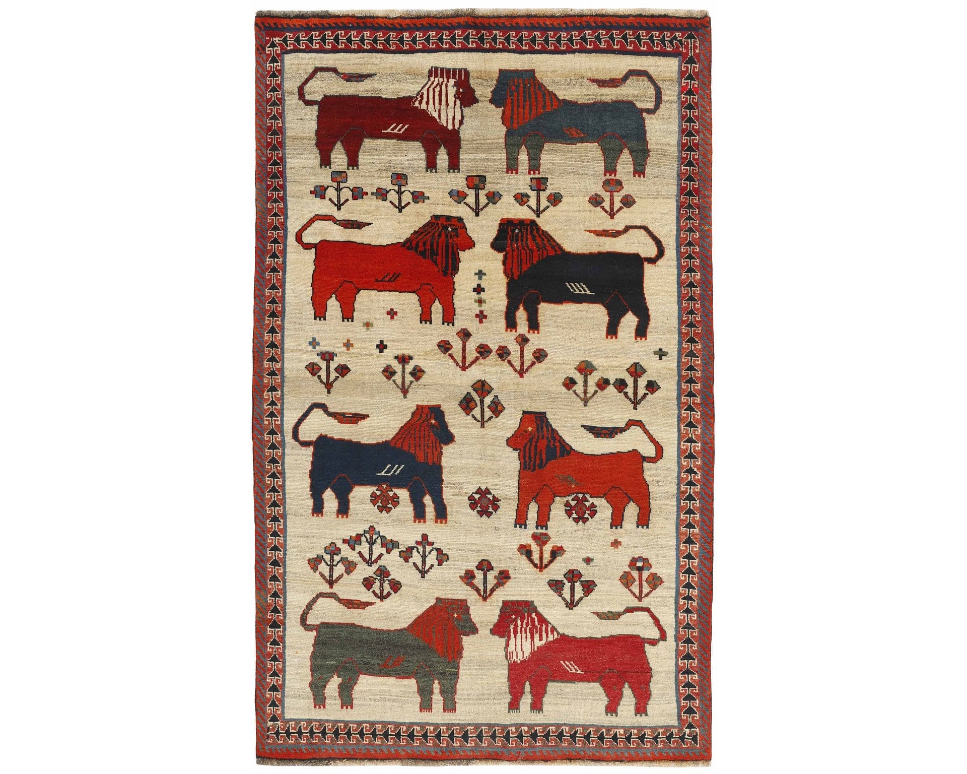 Old Figural Kashghai orientalisk matta 145 x 229 cm