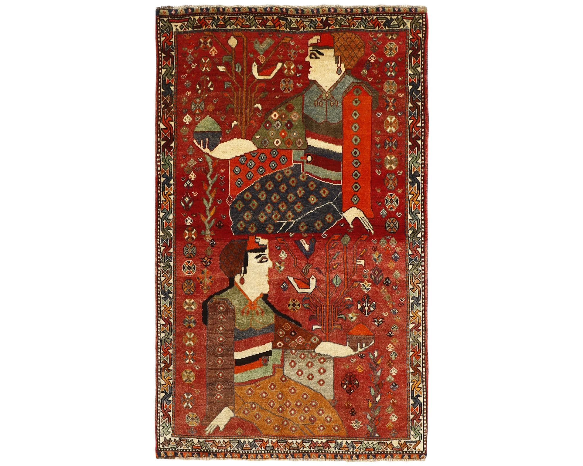 Old Figural Kashghai orientalisk matta 116 x 187 cm