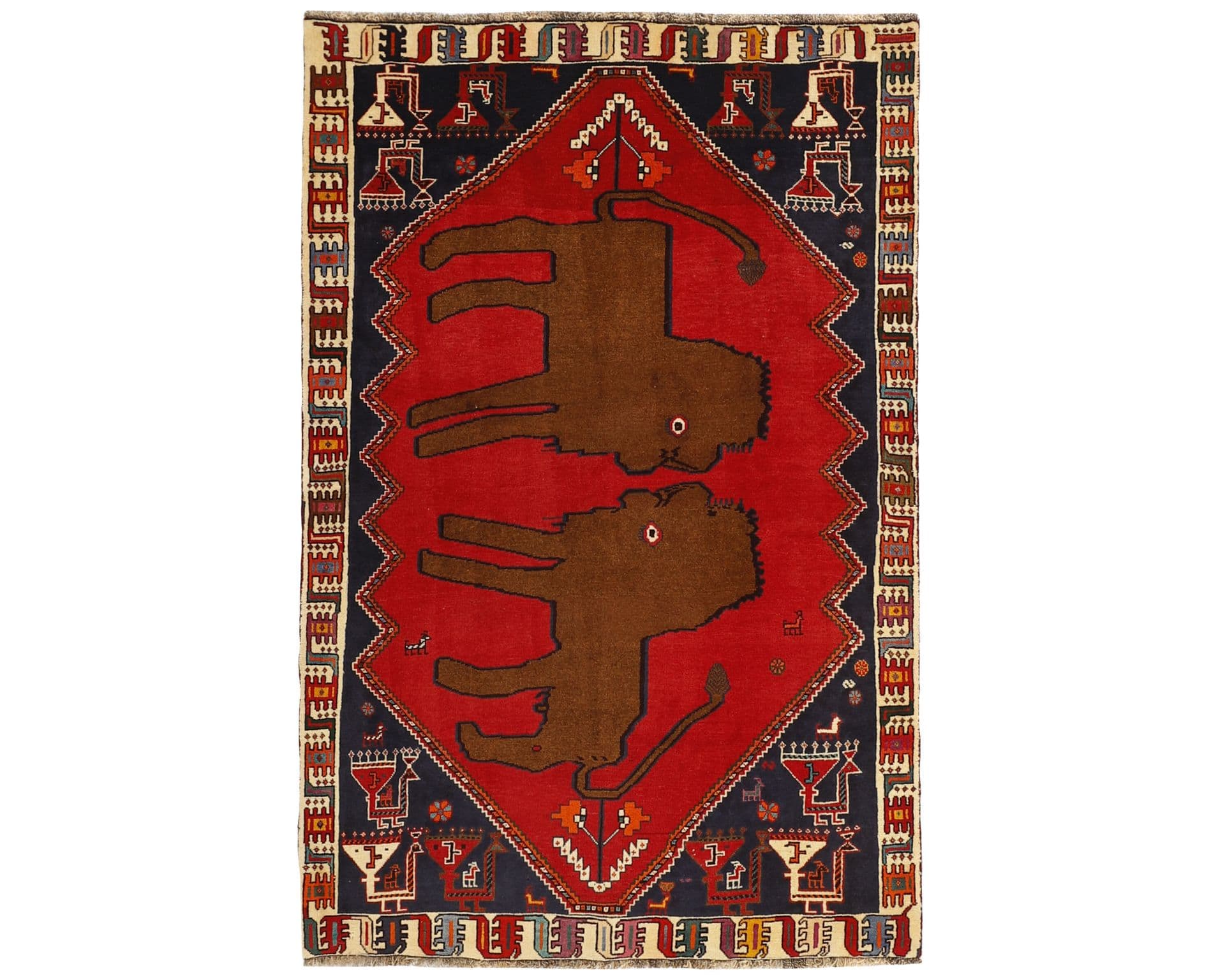 Old Figural Kashghai orientalisk matta 129 x 197 cm