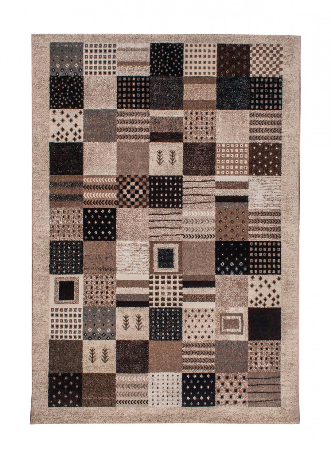 Wiltonmatta - Ethno Square (brun/grå) (Storlek: 80 x 250 cm)