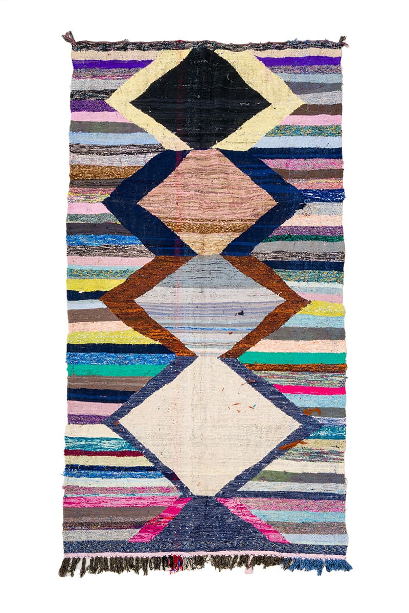 Marockansk Boucherouite-matta 130 x 250 cm (Storlek: 130 x 250 cm)