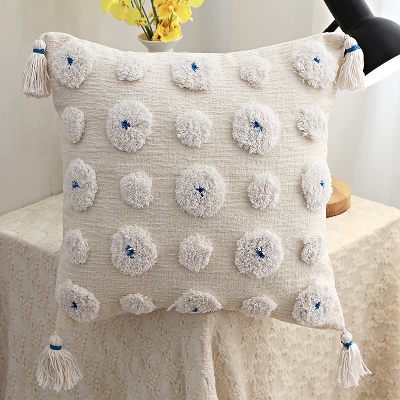 Kuddfodral - Boho Flower (blå) (Storlek: 45 x 45 cm)