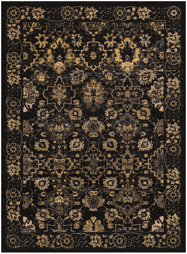 Wiltonmatta - Fernana (svart/guld) (Storlek: 240 x 340 cm)
