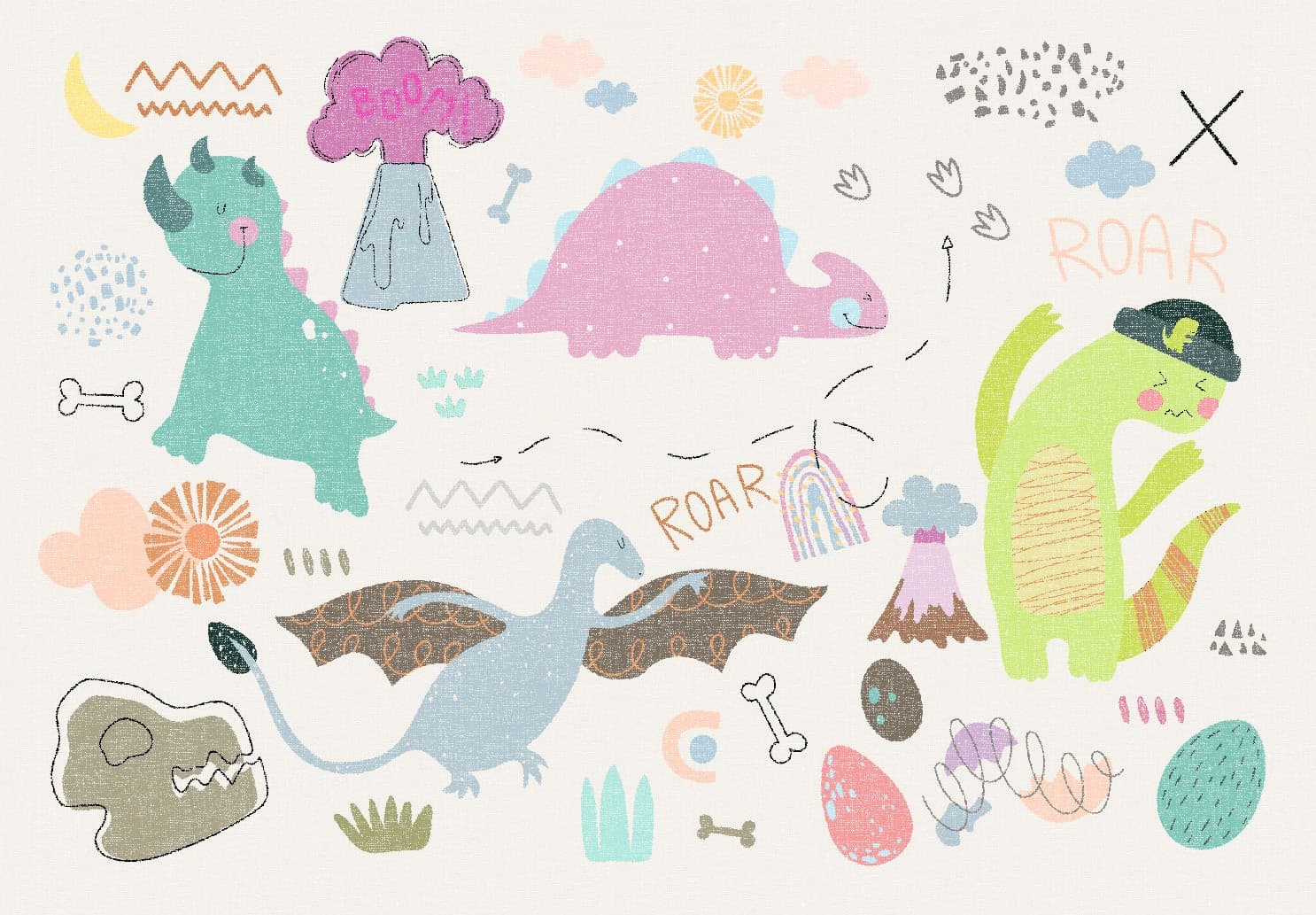 Barnmatta - Dino (multi) (Storlek: 120 x 170 cm)