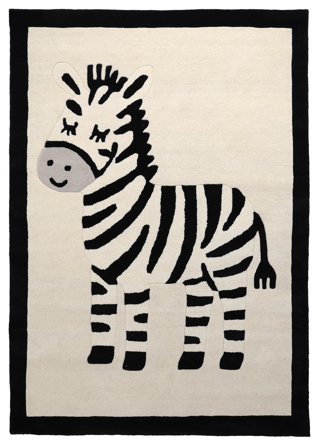 Barnmatta - Zebra Hand Tufted Wool Premium (beige/svart) (Storlek: 120 x 180 cm)