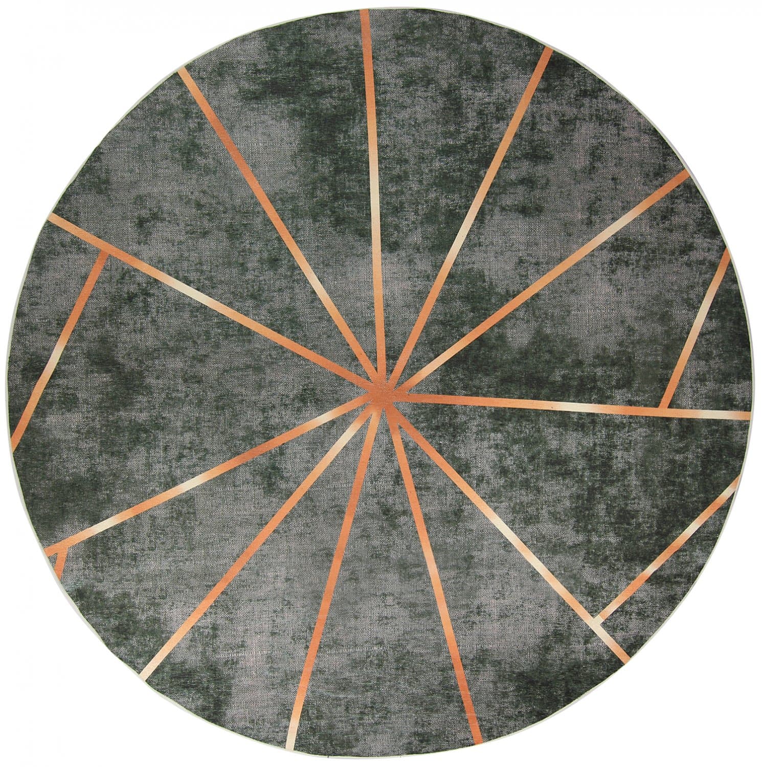 Rund matta - Bellizzi (grön/orange) (Storlek: Ø 120 cm)