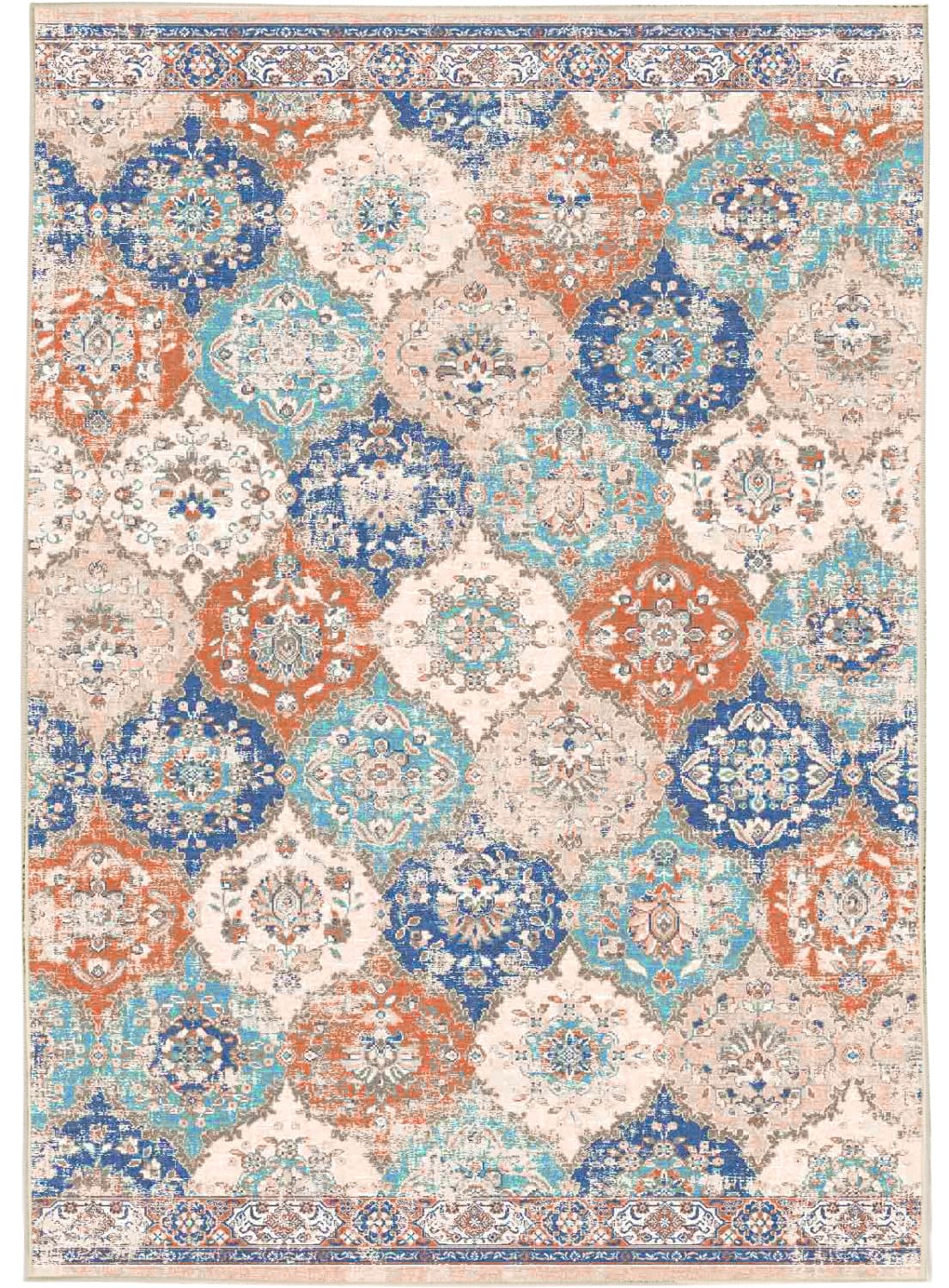 Wiltonmatta - Bohemia (rosa/blå) (Storlek: 160 x 230 cm)