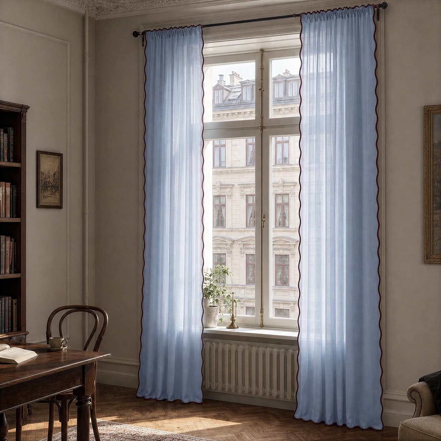 Gardiner 2-Pack - Bomullsgardin Yrsa (blå) (Storlek: 140 x 220 cm)
