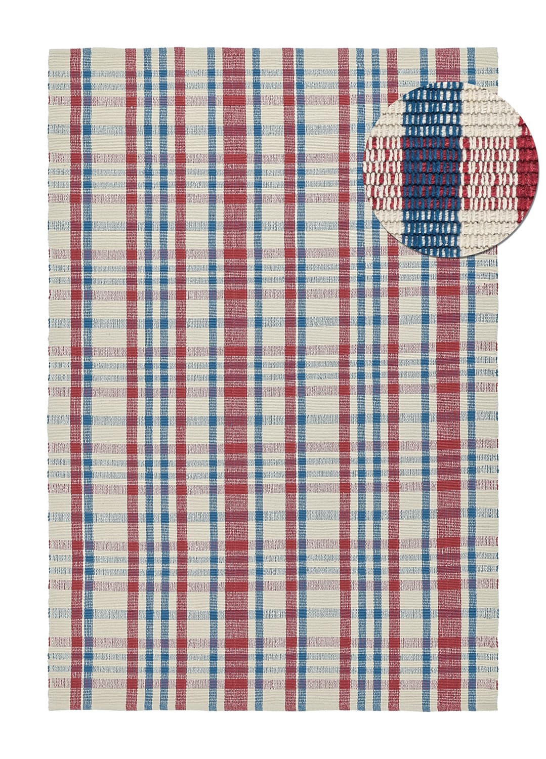 Bomullsmatta - Husvik (cream/multi) (Storlek: 140 x 200 cm)