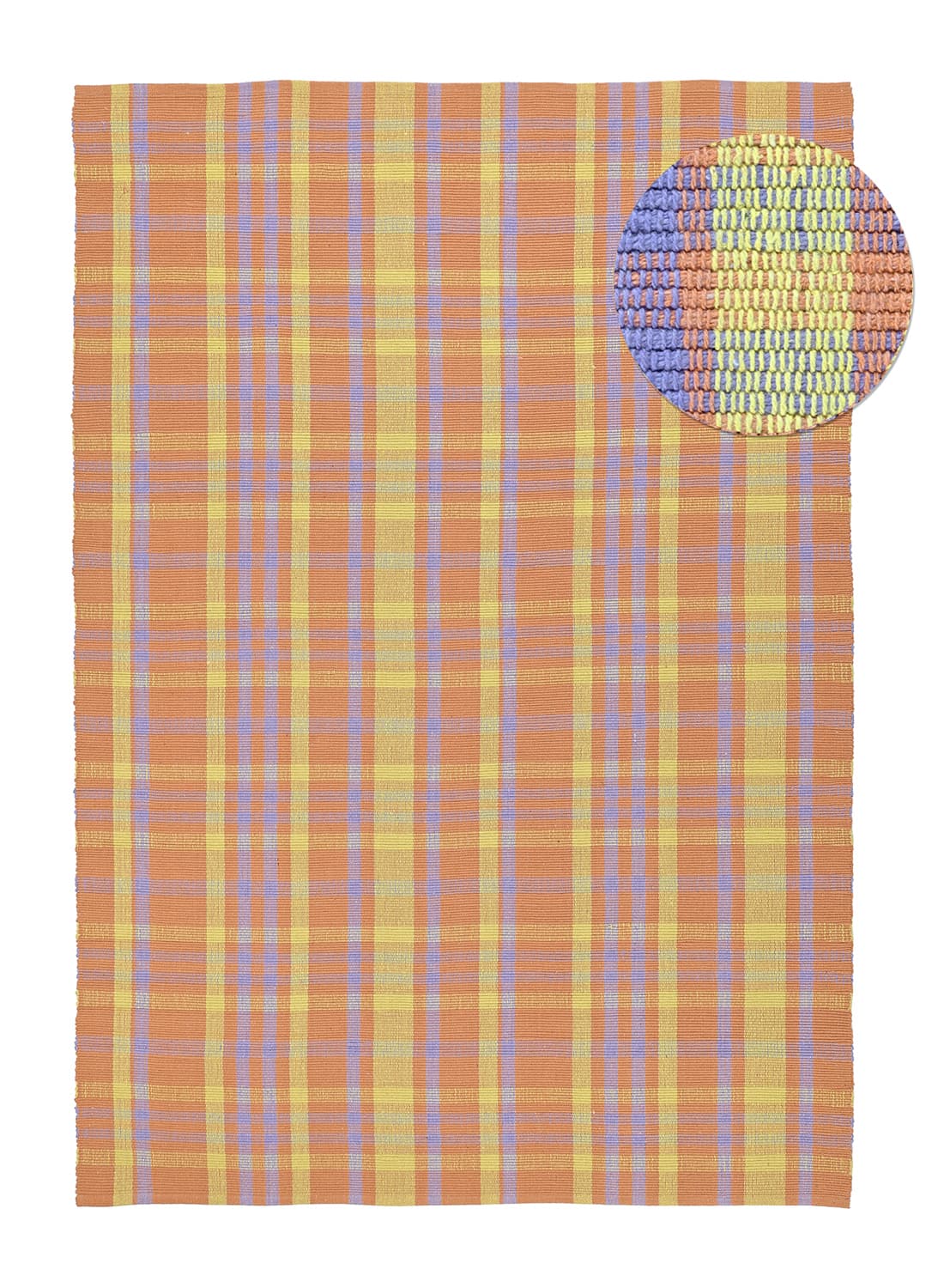 Bomullsmatta - Husvik (korall/multi) (Storlek: 80 x 150 cm)