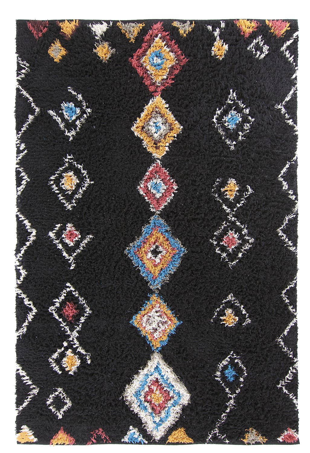 Ryamattor - Marden Natural Cotton Shaggy (svart/multi) (Storlek: 240 x 340 cm)
