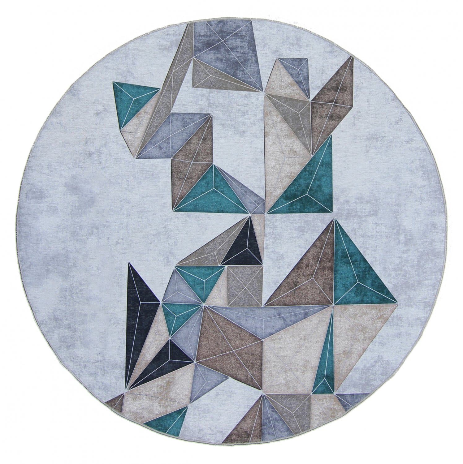 Rund matta - Feres (grå/beige/multi) (Storlek: Ø 160 cm)