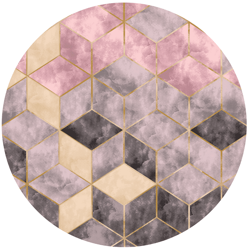 Rund matta - Brendola (rosa/grå/guld) (Storlek: Ø 200 cm)