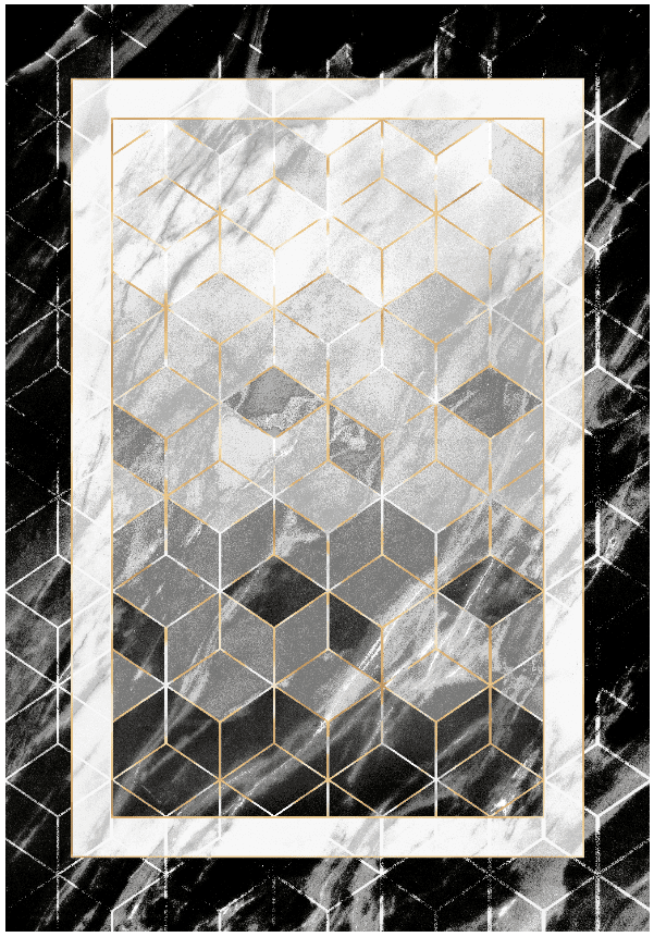 Wiltonmatta - Castello (svart/vit) (Storlek: 200 x 280 cm)