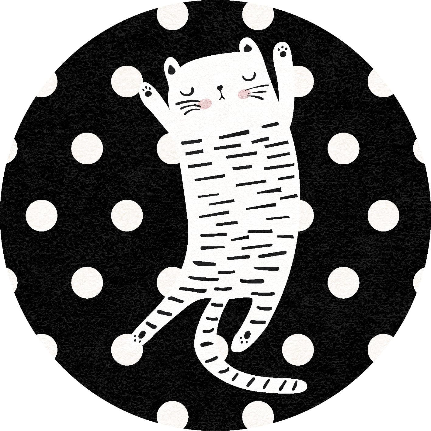 Rund matta - Sleepy Kitten (multi) (Storlek: Ø 160 cm)