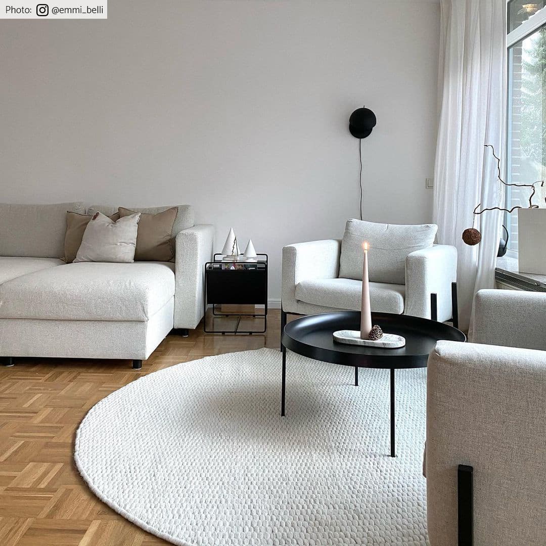 Rund matta - Cartmel (offwhite) (Storlek: Ø 120 cm)
