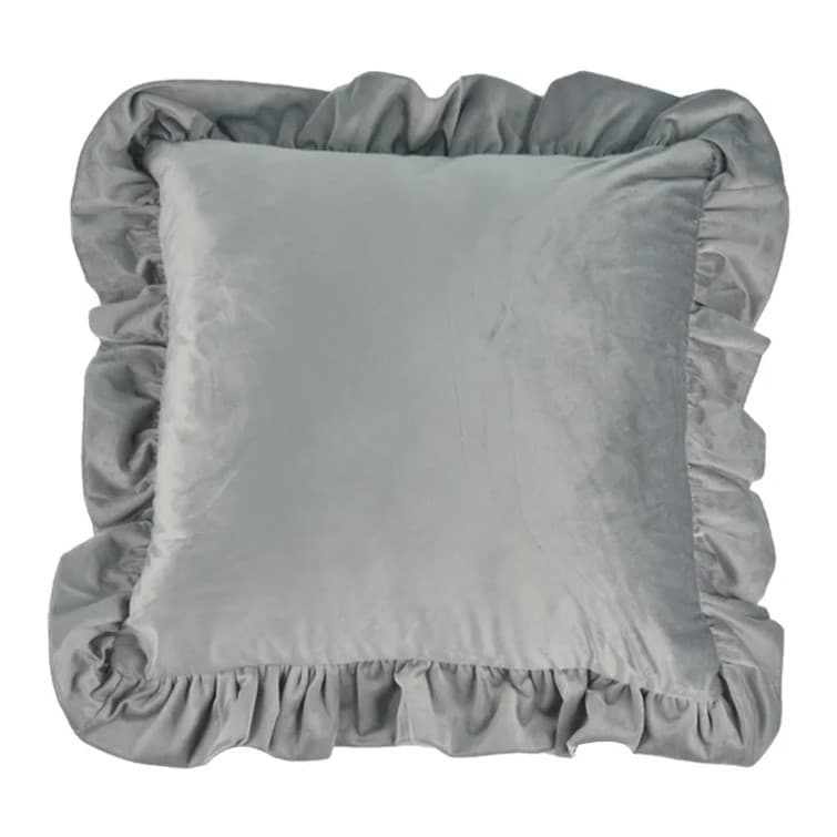Kuddfodral - Ruffled (grå) (Storlek: 45 x 45 cm)