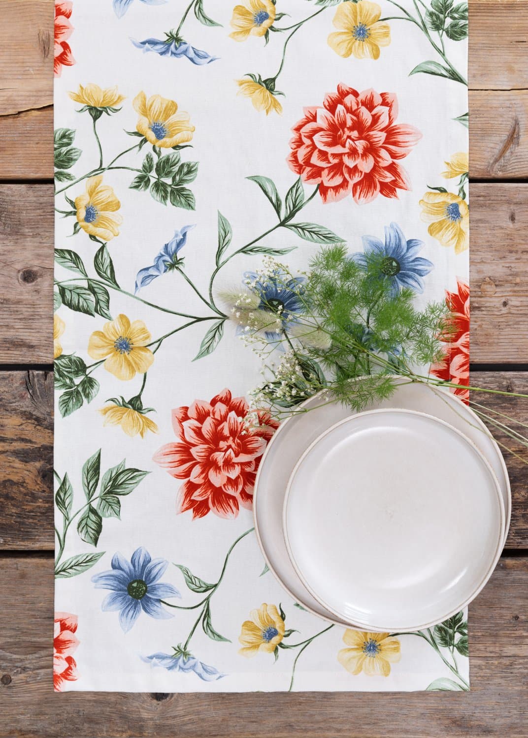 Bordslöpare - Löpare Dahlia (röd) (Storlek: 40 x 140 cm)