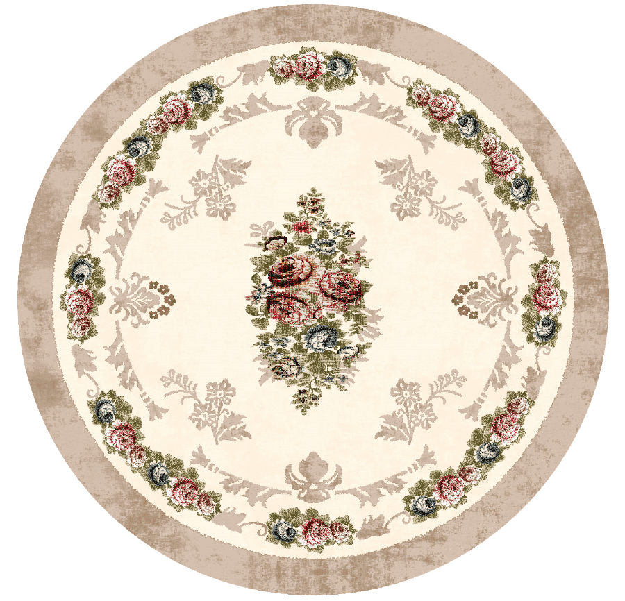 Rund matta - Delpha (beige/multi) (Storlek: Ø 180 cm)