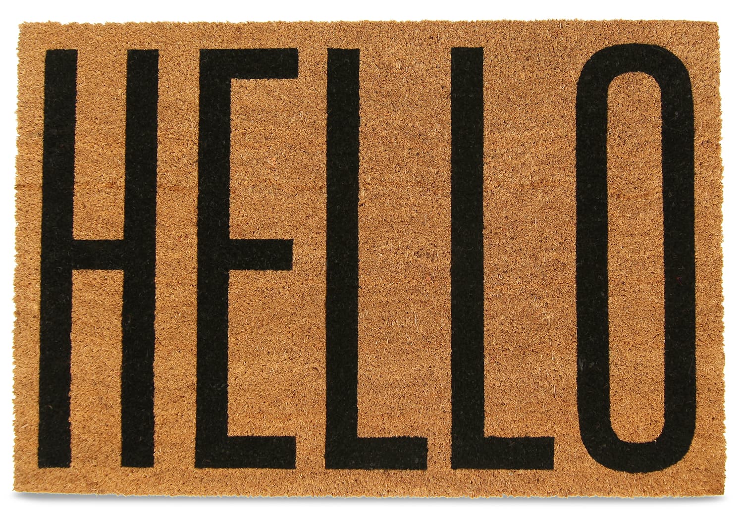 Dörrmatta - Hello (natur) (Storlek: 60 x 90 cm)