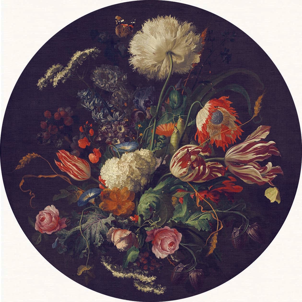 Rund matta - Rich Flowers (multi) (Storlek: Ø 160 cm)