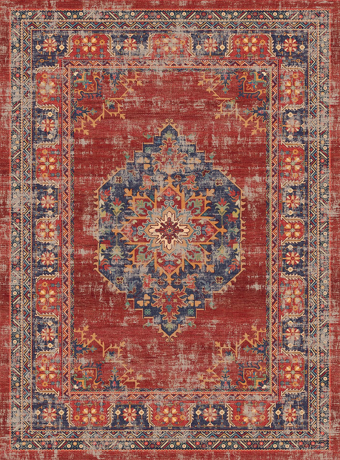 Wiltonmatta - Soussi (röd/multi) (Storlek: 240 x 340 cm)