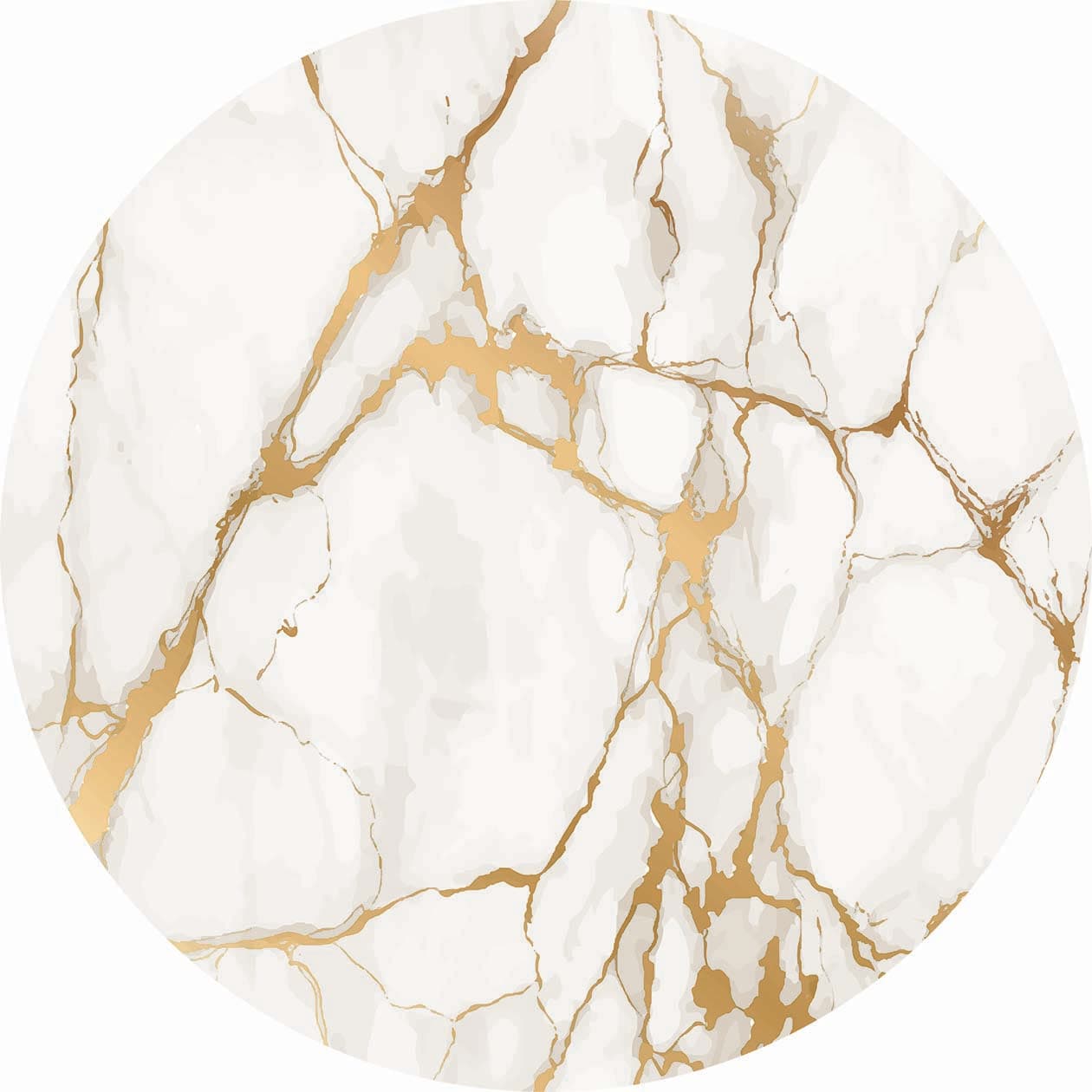 Rund matta - Cesina (stone/vit/guld) (Storlek: Ø 200 cm)