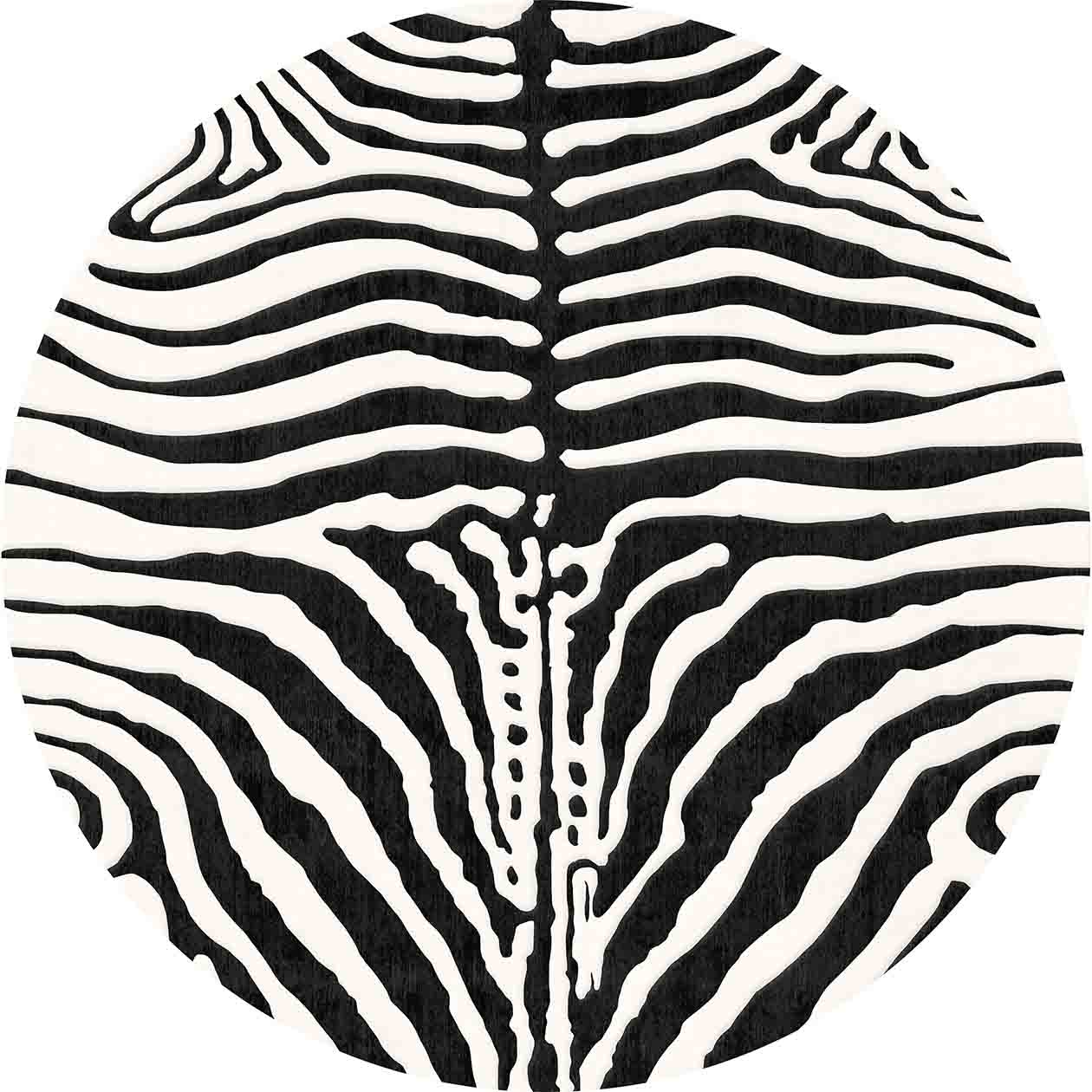 Rund matta - Zebra (svart/vit) (Storlek: Ø 290 cm)