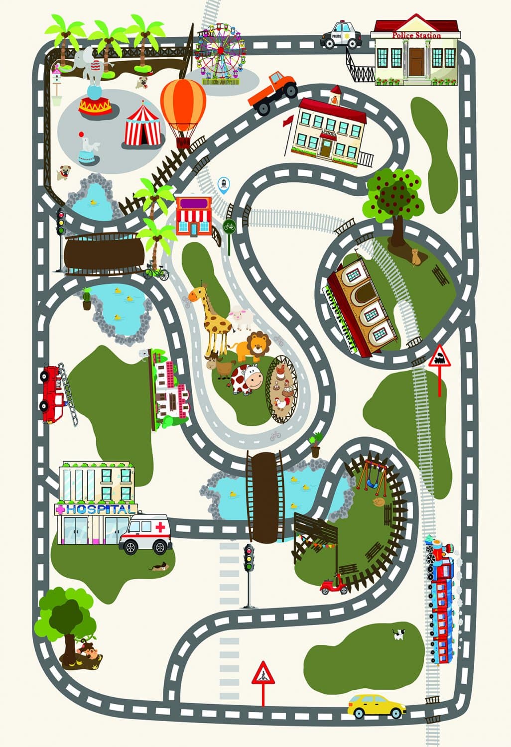 Barnmatta - Little Town (Storlek: 120 x 170 cm)