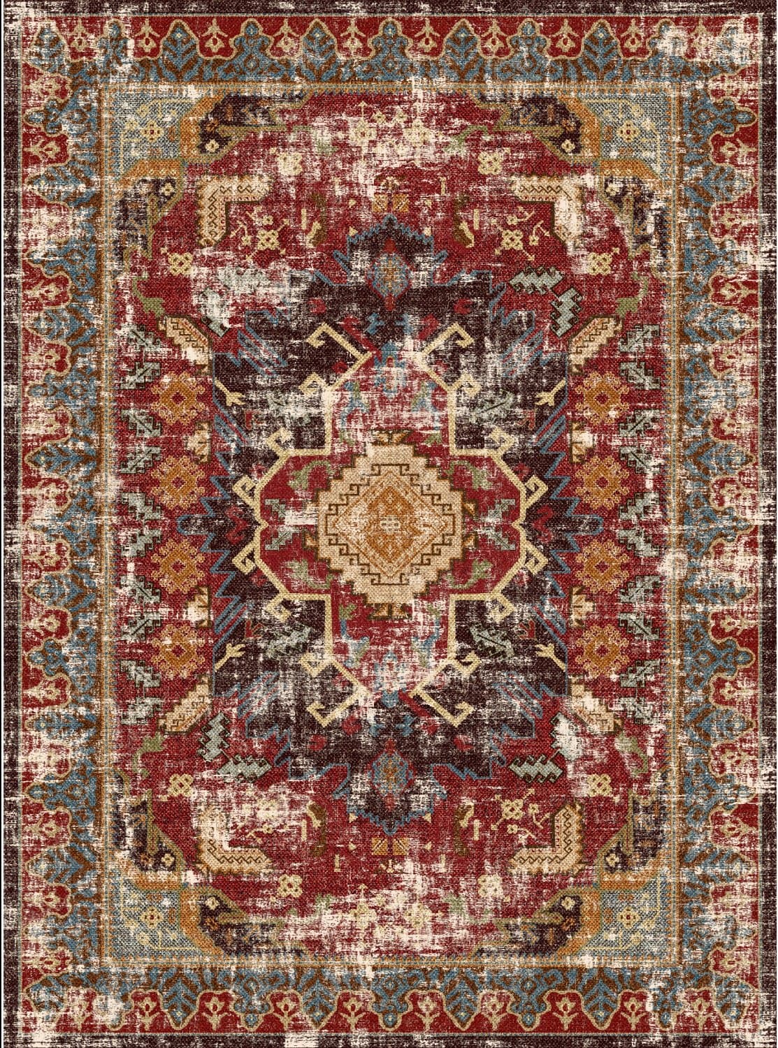 Wiltonmatta - Idri (röd/multi) (Storlek: 200 x 280 cm)