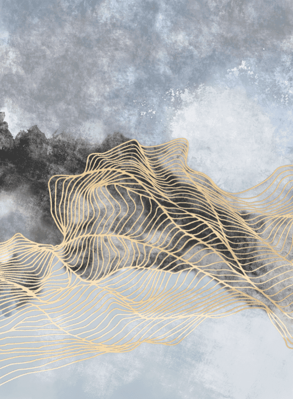 Wiltonmatta - Ekual (blå/grå/guld) (Storlek: 160 x 230 cm)