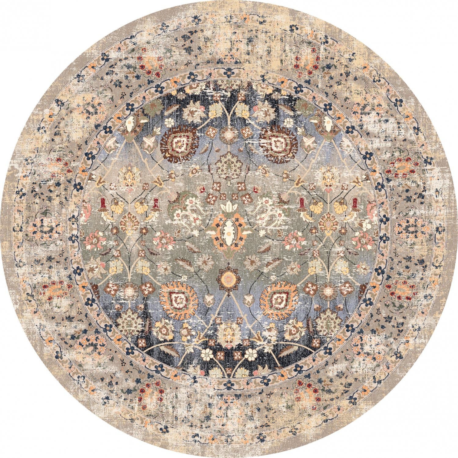 Rund matta - Bouhjar (beige/multi) (Storlek: Ø 250 cm)