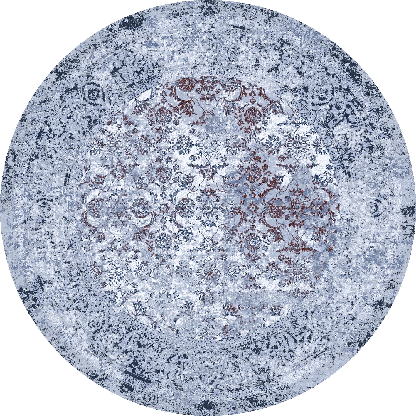 Rund matta - Denizli (mörkblå) (Storlek: Ø 240 cm)