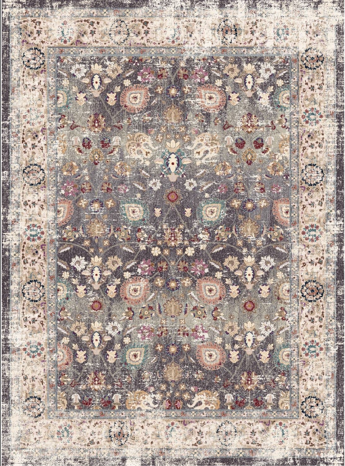 Wiltonmatta - Bouhjar (grå/multi) (Storlek: 200 x 280 cm)