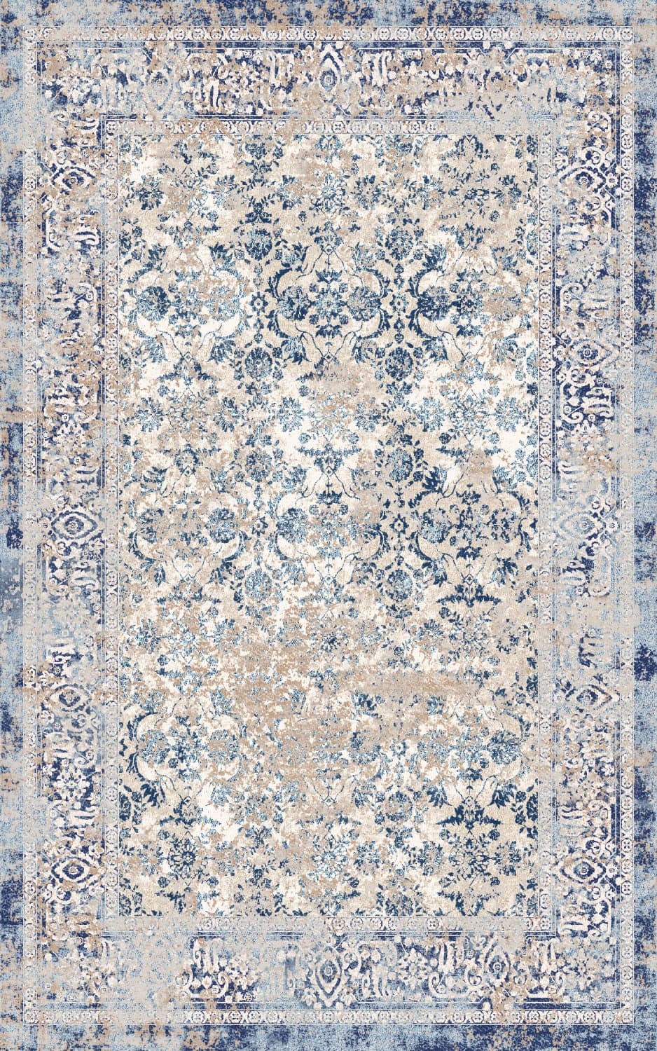Wiltonmatta - Denizli (blå) (Storlek: 200 x 280 cm)
