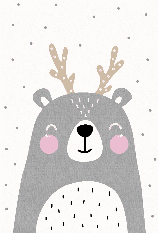 Barnmatta - Happy Bear (vit) (Storlek: 160 x 230 cm)