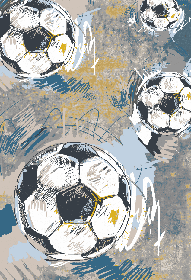 Barnmatta - Cartoon Footballs (multi) (Storlek: 120 x 170 cm)