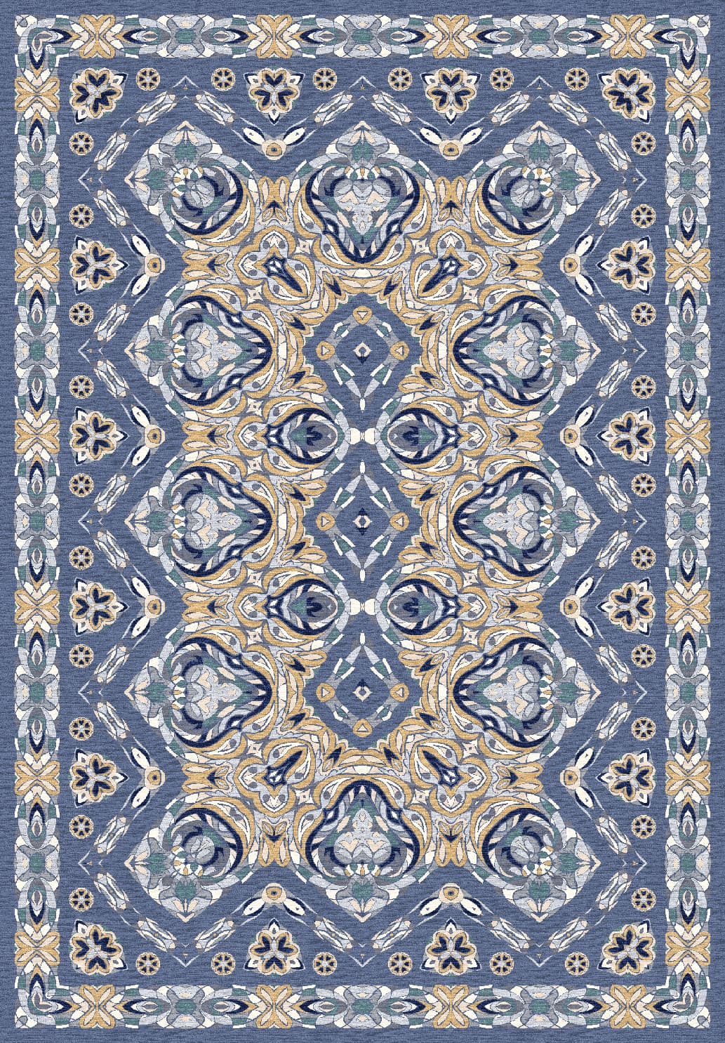 Wiltonmatta - Henrietta (blå) (Storlek: 160 x 230 cm)