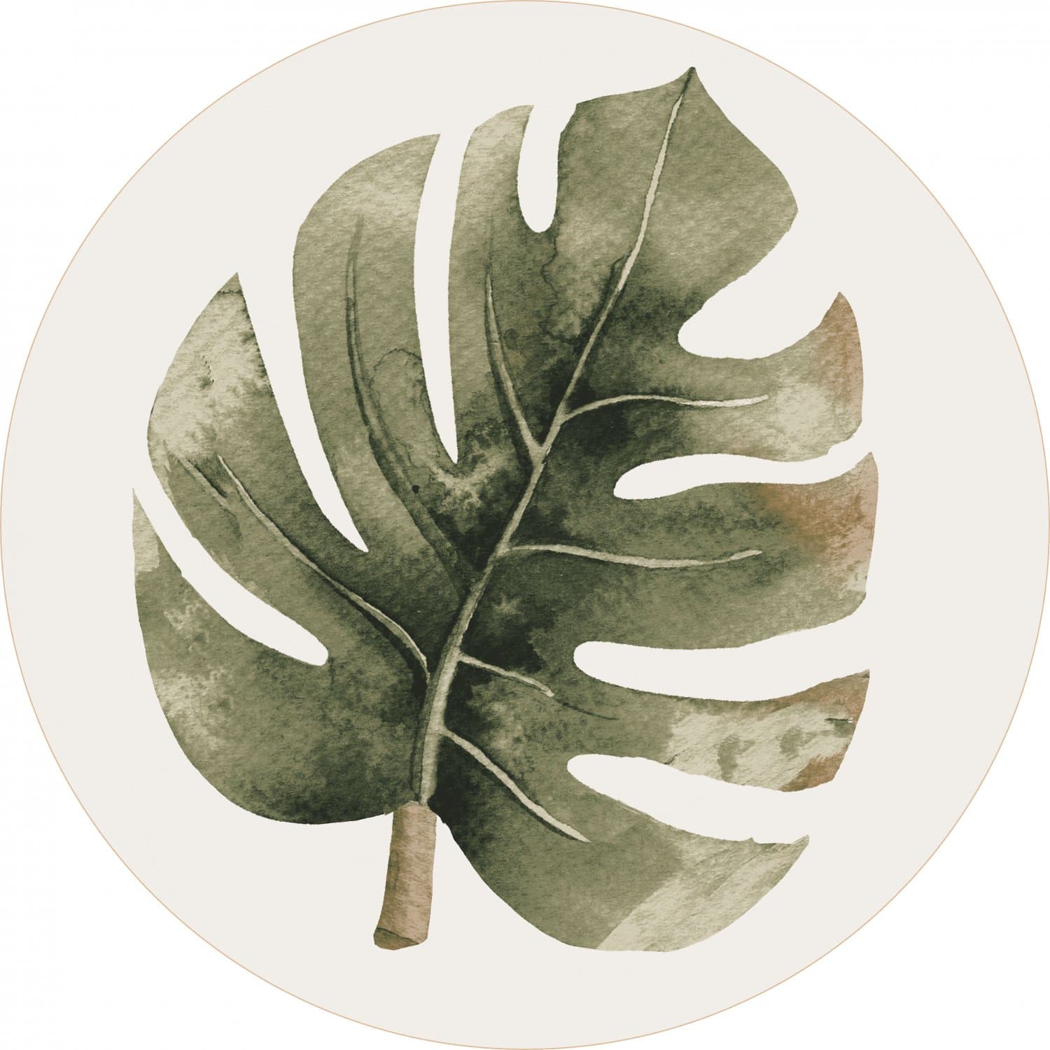 Rund matta - Falling Leaves (grön) (Storlek: Ø 200 cm)