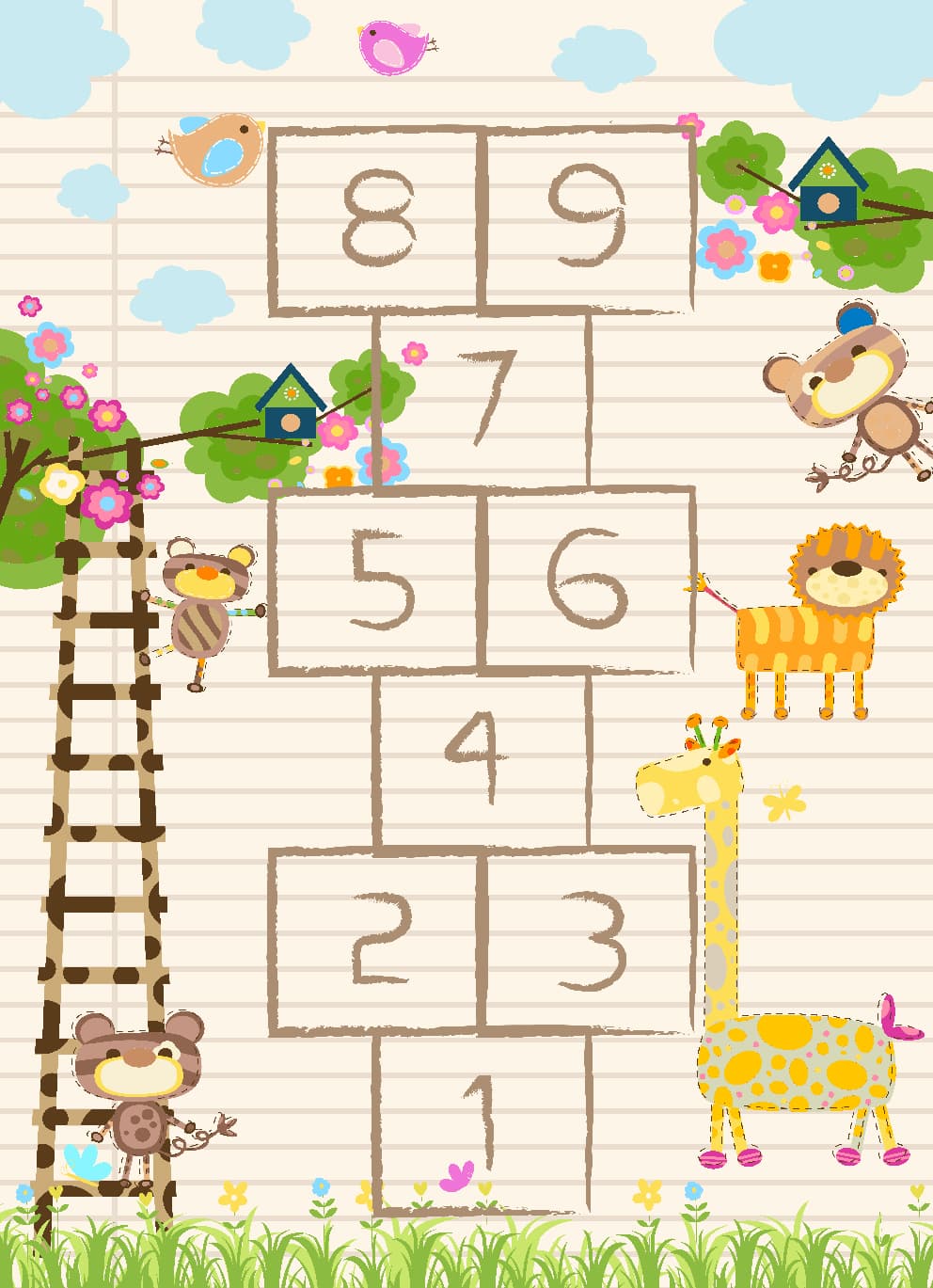 Barnmatta - Counting Animals (multi) (Storlek: 160 x 230 cm)