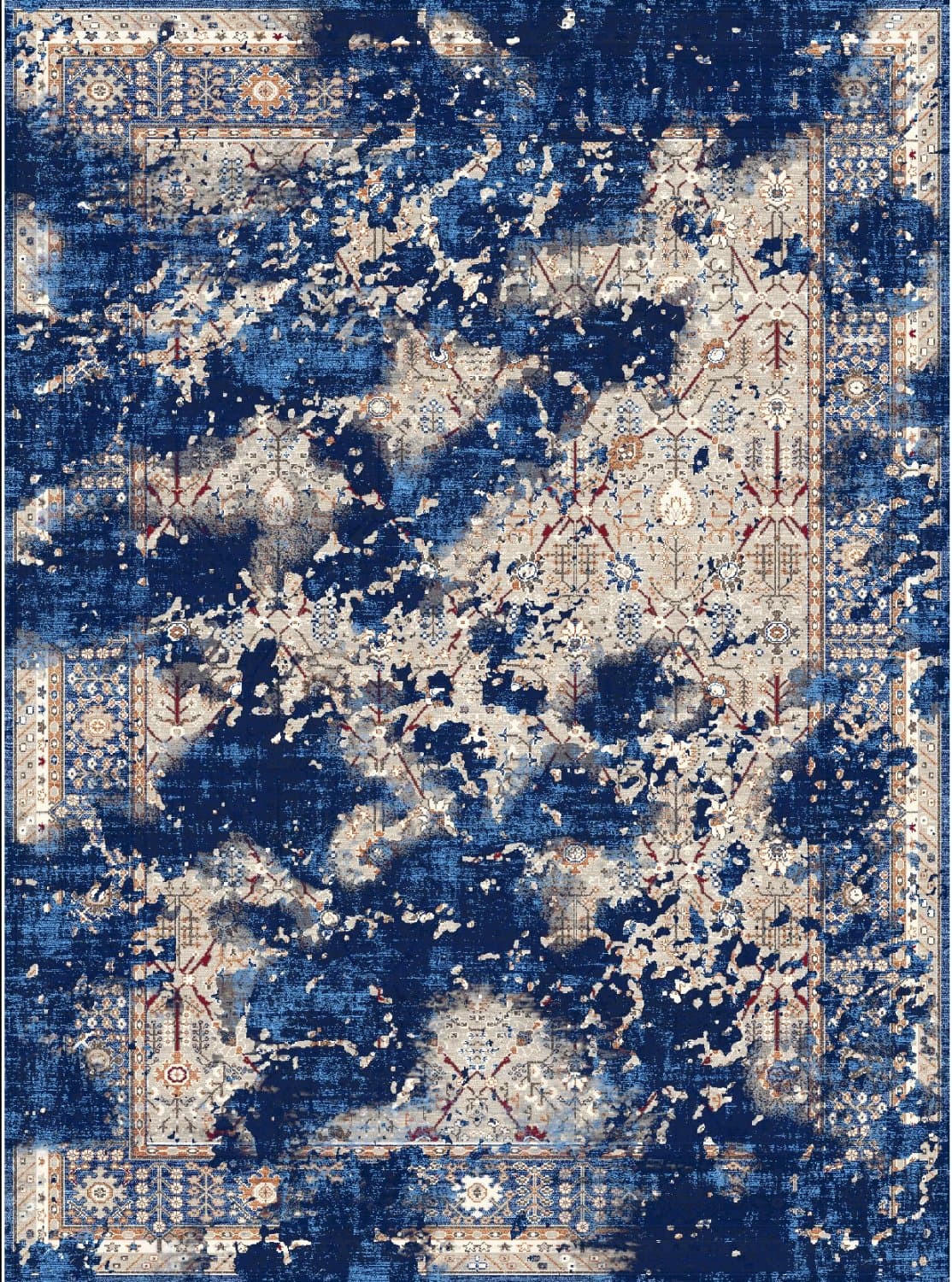 Wiltonmatta - Temima (blå) (Storlek: 130 x 190 cm)