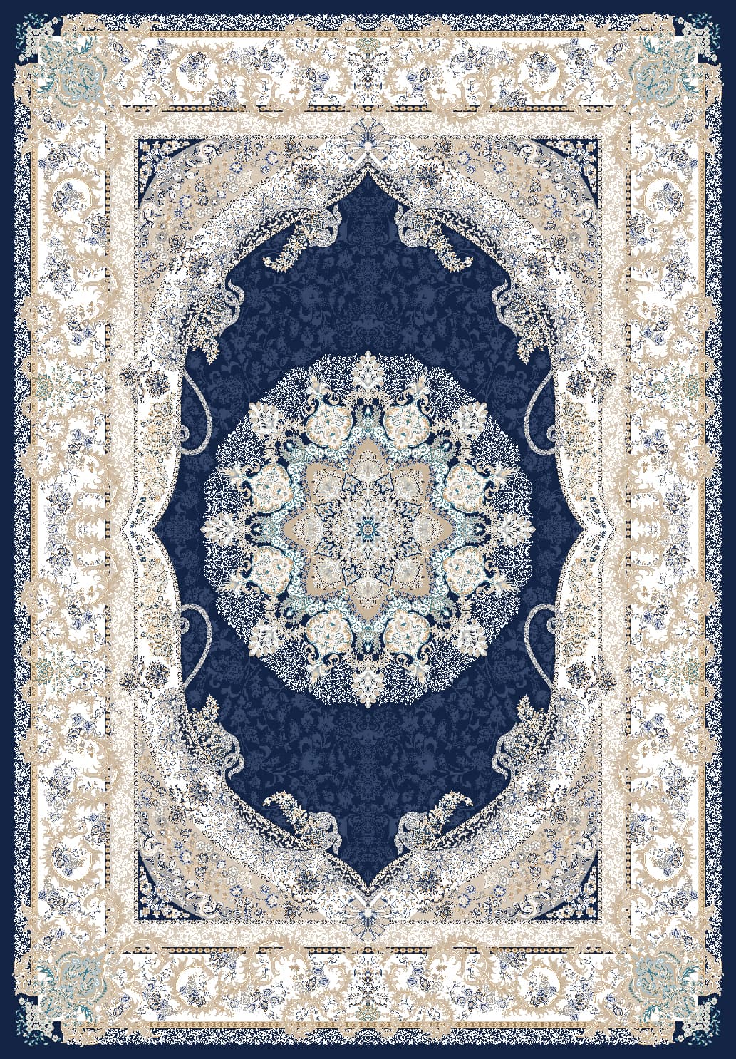 Wiltonmatta - Asara (blå) (Storlek: 200 x 280 cm)